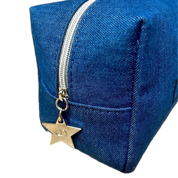 DIOR Denim Cosmetic Travel Bag, Limited Edition 2024 With Star Zip Tab - Picture 2 of 10